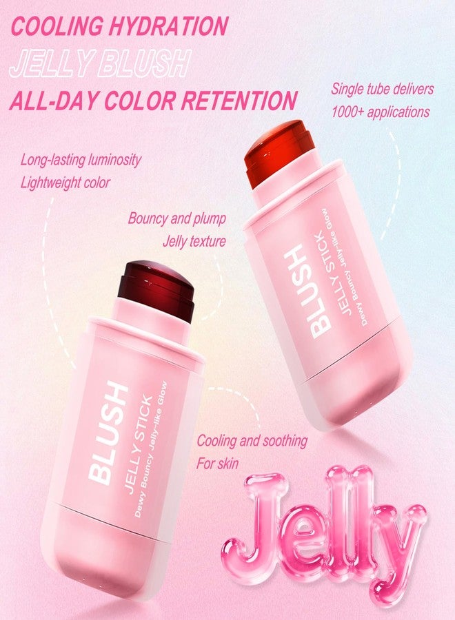 Topcent 2 Pcs Jelly Blush Contour Stick for Cheeks Eyes Lips Lightweight Dewy Finish Blush Stick Waterproof Long Lasting Lightweight, Sheer & Buildable Color Makeup Set for Wome (SET A) - Image 2